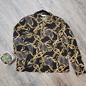 Dotre Vintage Horsebit Equestrian Popover Top M